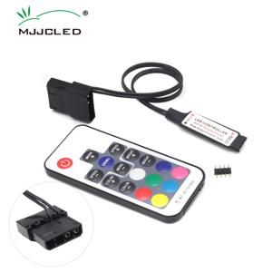 MJJC SATA RGB Led 컨트롤러 12V DC 5050 RF17 키 PC 팬 컴퓨터 케이스 스트립 조명에 대 한 원격 무선 대형 4Pin 컨트롤러