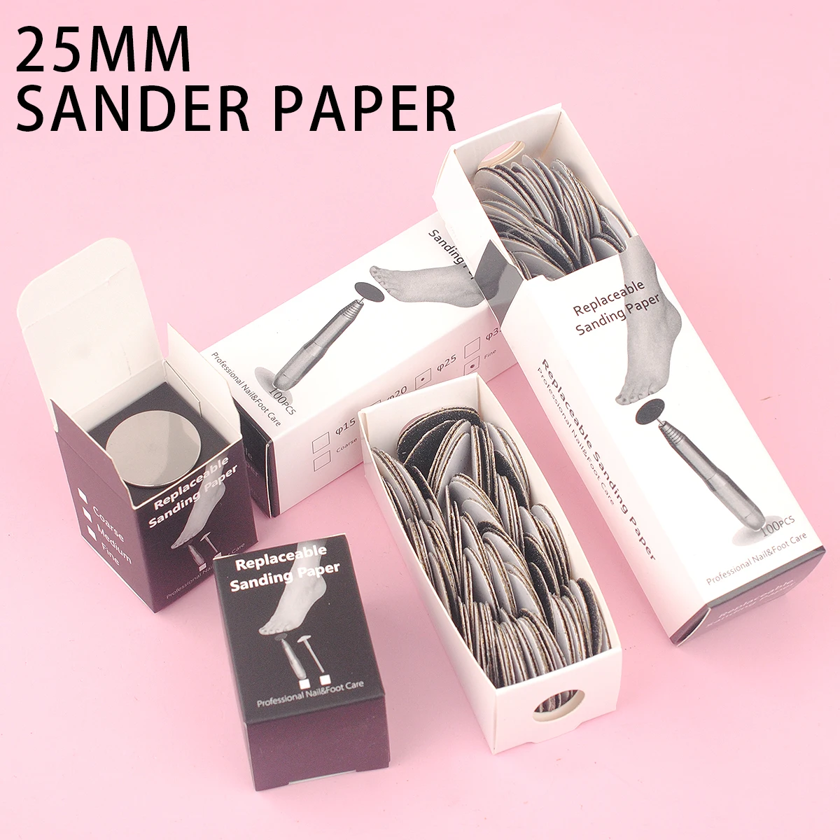 전문 교체 가능한 샌딩 페이퍼 25mm 페디큐어 디스크 발 죽은 피부 큐티클 캘러스 제거 발 Rasp 파일 샌드페이퍼 도구