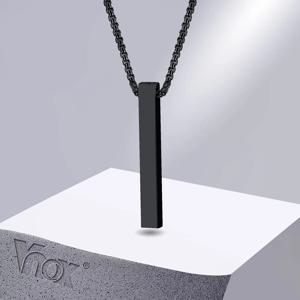 남성 여성을위한 Vnox 5mm 기둥 목걸이, 스테인레스 스틸 3D 바 펜던트, 미니멀리스트 단순 캐주얼 남여 목 고리