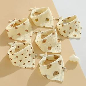 5pcs 아기 모슬린 Bibs 삼각형 부드러운 목화 Burp Cloth 타액 수건 앞치마 두건 스카프 먹이 Drool Bib 한국 스타일