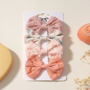 4 개/대 사랑스러운 코튼 Bowknot 클립 안전 머리핀 소녀 신선한 목가적 인 헤어 클립 아기 헤어 액세서리 키즈 인쇄 Hairgripe 선물