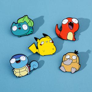 Kawaii 애니메이션 에나멜 핀 귀여운 Psyduck Pikachu Charmander 브로치 금속 배지 어린이 모자 핀 액세서리 선물
