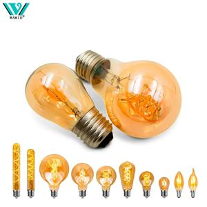 레트로 LED 에디슨 전구, 나선형 LED 필라멘트 빈티지 램프, E27 E14 4W AC220V 유리 전구, C35 G45 T45 A60 ST64 T225 G80 G95 G125