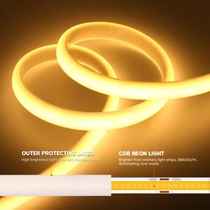 220V 스마트 COB 스트립 LED 네온 불빛 10M 20M 30M 288Leds/m WIFI 블루투스 디밍이 가능한 테이프 IP67 방수 로프 실외용