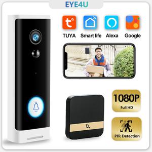 Tuya WIFI 초인종 1080P 무선 보안 카메라 DC AC 배터리 구동 스마트 홈 모니터 Alexa Google 도어 벨 카메라