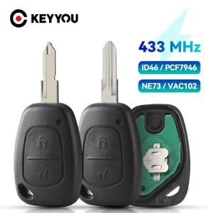 KEYYOU 원격 자동차 키, 르노 트래픽 마스터 비바로 모바노 캉구 네73 VAC102 블레이드 2 버튼, 433mhz ID46, 1 개