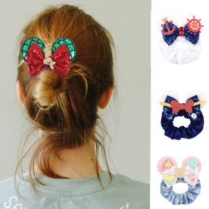 디즈니 마우스 오렌 Fluweel Scrunchies 소녀 로프 포니 테일 홀더 크리스마스 머리띠 축제 탄성 헤어 밴드 Diy Haaraccessoires