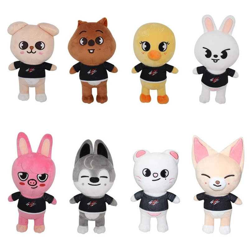 Skzoo 플러시 장난감 20cm 길 잃은 아이 플러시 늑대 찬 만화 박제 동물 플러시 인형 어린이를위한 귀여운 동반자 성인 팬 선물