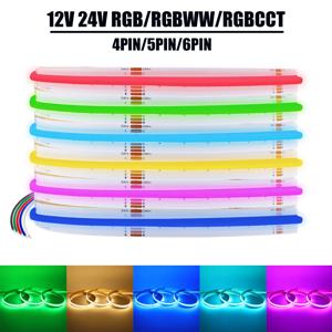 DC 12V 24V COB LED 스트립 840 784LED/M RGB RGBW RGBWW RGBCCT 높은 밝은 Dotless 홈 장식 Led 테이프 다이오드 유연한 리본 로프