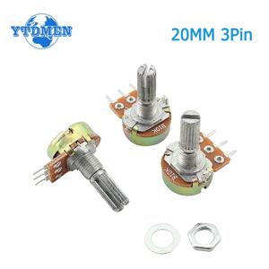 5PCS 선형 전위차계 키트 20mm 3pin WH148 1K 2K 5K 10K 20K 50K 100K 250K 1M 전위차계 키트(너트 및 와셔 포함)