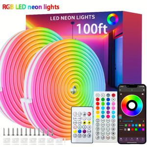 24V RGB 5m 10m 20m 30m LED 네온 스트립 빛 블루투스 APP 24key 44key 원격 제어 음악 동기화 전원 키트 60LED 방수 장식