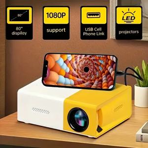 스마트 미니 휴대용 프로젝터, 180 °   조정 가능한 각도, 호환 가능, USB, 스마트폰, TV 박스, 영화 및 프레젠테이션용 노트북