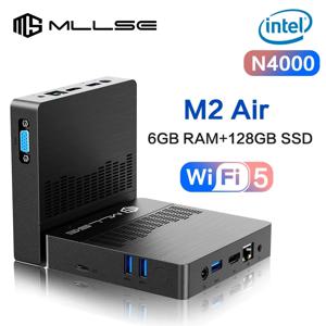 MLLSE 미니 PC M2 Air Intel Gemini Lake N4000 Windows 11 6GB RAM 128GB ROM 듀얼 밴드 WiFi 블루투스 USB 미니 컴퓨터
