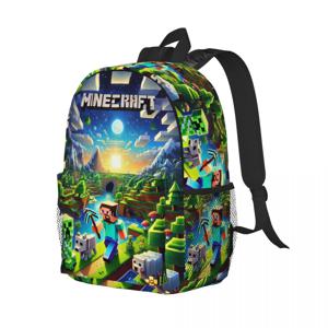 만화 MiniCraft 배낭 학생 소년 소녀 BookBag 어린이 학교 가방 남성 여성을위한 노트북 어깨 가방
