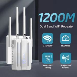 WiFi 리피터 1200Mbps 듀얼 밴드 신호 확장기 2.4G 5GHz Wi-Fi 증폭기 라우터 장거리 신호 부스터 고속 밴드 ﻿