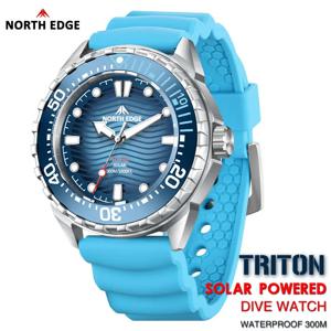 NORTH EDGE 2025 뉴 트라이톤 솔라 파워 다이브 시계 남성용 명품 쿼츠 시계 316L 스테인리스 스틸 케이스 300M 방수