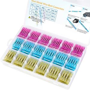 50PCS 열 수축 버트 와이어 터미널 키트 방수 수축성 솔더 크림프 스플 라이스 전기 케이블 조인트 튜브 커넥터