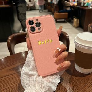 개인 맞춤형 이름 이니셜 DIY 아이폰 16 15 14 13 12 11 Pro Max Plus 3D 각인 골드 레터 백 커버