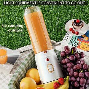 USB 충전식 미니 블렌더, 소형 주서기 더블 컵, 플라스틱 본체, 2개의 컵과 스포츠 컵 뚜껑이 있는 다기능 주서기