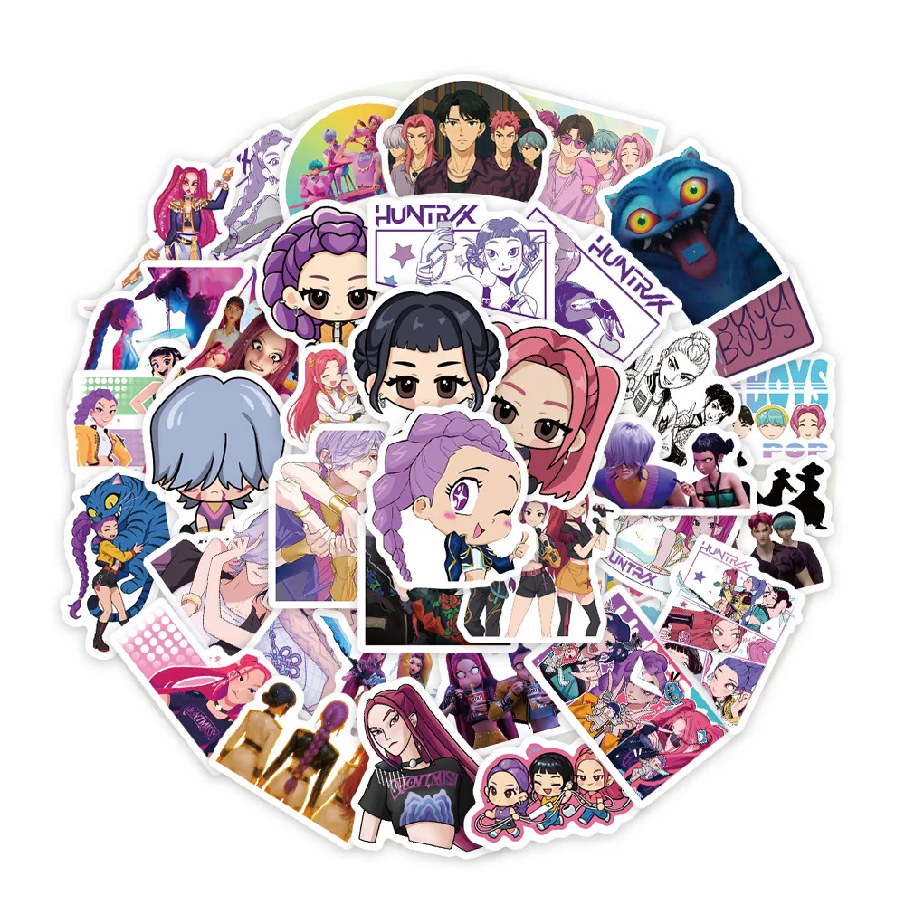 75PCS KPop 악마 사냥꾼 스티커 어린이 애니메이션 귀여운 스티커 어린이 클래식 장난감 데칼 방수 냉장고 물병 장식 Paster