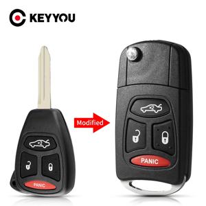 KEYYOU 3 + 1 버튼 자동차 키 케이스 자동차 커버 Fob For Chrysler 300 300C Pacifica Stratus For Dodge For Jeep Cherokee Grand