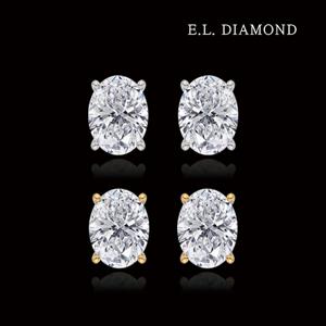 [E.L DIAMOND]18K 랩다이아몬드 2캐럿 오벌 귀걸이