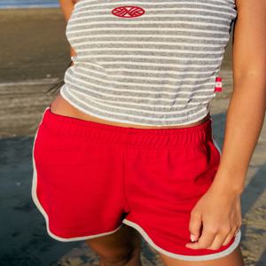 Color Combination Solid Line Short Pants_Red
