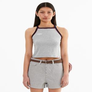 Y Back Halter Mini Crop Top_Melange Gray