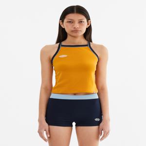 Y Back Halter Mini Crop Top_Mustard
