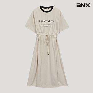 [롯데백화점][비엔엑스]라운드넥 허리 스트링 린넨 롱 원피스 (BV2OP037L0)
