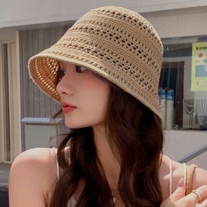 여성 여름 니트 펀칭 벙거지 모자 데일리 썸머 그물 뜨개 버킷햇