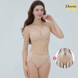 [1세트+팬티추가1종]  이지업 물결 레이스 브라렛 브라팬티 3종 세트/베이지