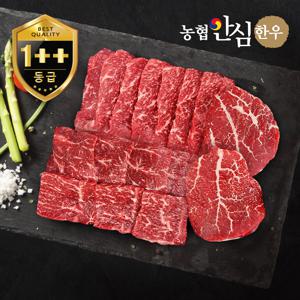 안심한우] 1++등급  한우 모둠구이 한판 600g (보섭+설깃+우둔)