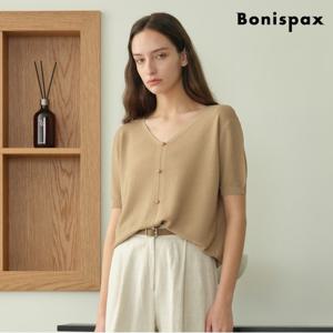 정상가:59,000원ㅣ데일리 브이넥 페이크 버튼 반팔 니트 (XP2KT013L0)