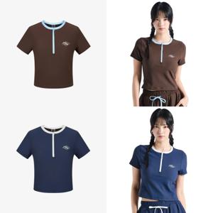 휠라 수영복 레쉬가드 골지 스판 반집업 반팔 스윔웨어 FS2RTH2454F_SKU