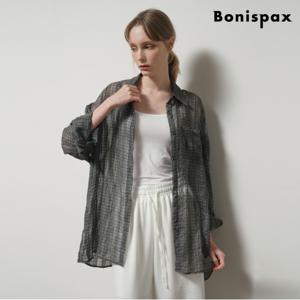 정상가:89000원ㅣ썸머 시스루 링클 루즈핏 체크 셔츠 (XP2BA045L0)