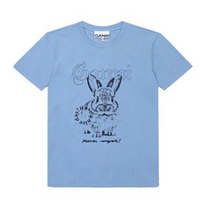 GANNI T4155 326 버니 로고 프린트 여성 반팔티