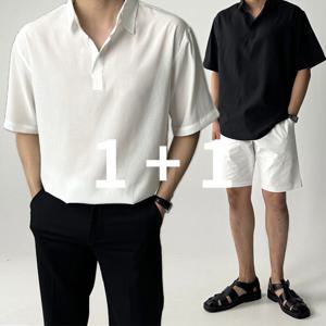 [브리치] 오엔엘 / 1 + 1 링클프리 남자린넨셔츠 반팔와이셔츠 흰
