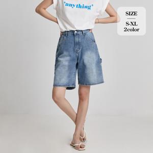[브리치]  / 뒷밴딩 빈티지 와이드 데님 숏팬츠 2기장 J247