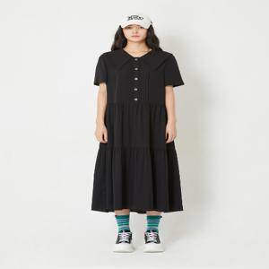 [롯데백화점 럭키슈에뜨] 셔링 반소매 롱원피스 LQDAW24500BKX