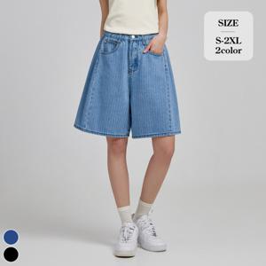 [브리치]  / 버뮤다 핀턱 스트라이프 5부 밴딩 반바지 (J2523)