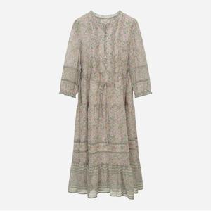 보더 믹스 플라워 원피스_T242AOP141W