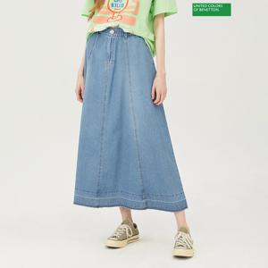 밴딩 A 라인 데님 스커트 BASK55431