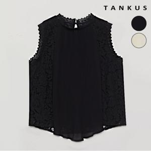 정상가:59,000원 | 레이스 플리츠 배색 민소매 블라우스 (TW2BL032L0)