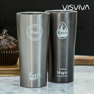 로제 보온보냉 이중 진공 스텐 아이스 냉장고컵 430ML 캠핑컵 2종