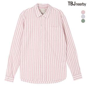 남성 코튼린넨 스탠다드핏 스트라이프 셔츠(T192SH100P)