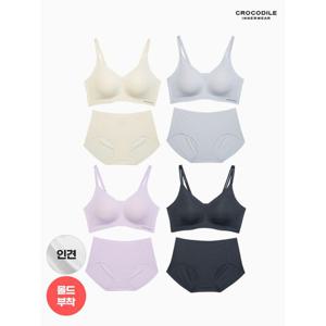 [하프클럽/크로커다일 이너웨어]라이크라 인견쉘론 몰드부착 더블스트랩 감탄브라+팬티 8종세트 CDW5N3334