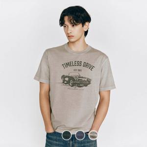 지오다노 남성 여름 라운드넥 빈티지 프린트 면 반팔 티셔츠 095504/01095504