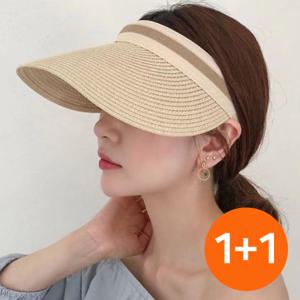 1+1 여성 비치 라탄 밀짚 썬캡 왕골 여름 햇빛 자외선차단 골프 챙 모자
