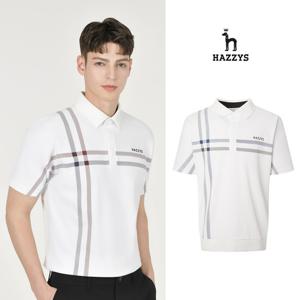 [인기] 헤지스남성 체크 블루종 반팔카라티 평상겸용 골프티셔츠 HUTS5B355